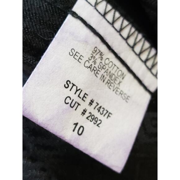 Mesmerize Trouser Pants Women's 10 Black Textured Cotton Stretch Pockets Cuffed - Picture 7 of 13